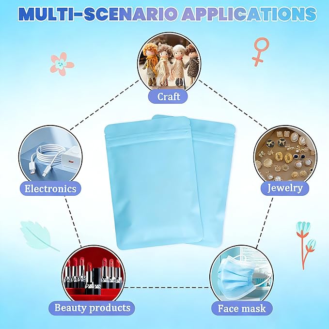 Disposable Sanitary Hygiene Disposal Bags for Bag Period Tampon Napkin Trash, 100pcs, Discreet Privacy Cover, Stylish Look, Self-Adhesive Seal,Portable for Purse, Bathroom, School, Travel (Sky blue)