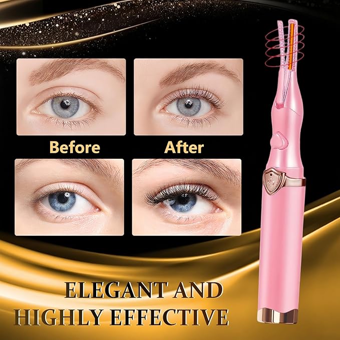 Heated Eyelash Curler - 2-in-1 Clip-Type Design, 3 Temperature Modes, USB Rechargeable Electric Eyelash Curler, Natural Curling 24H Long-Lasting Curl, Gift for Women & Girls, Light Pink DA