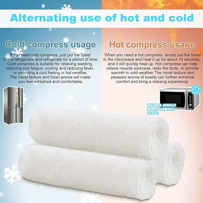 Hot or Cold Moist Cotton Towel Bulk Moist Towelettes Individually Wrapped