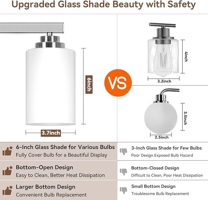 VerRon 4-Light Brushed Nickel Bathroom Light Fixtures Over Mirror 27 Inches
