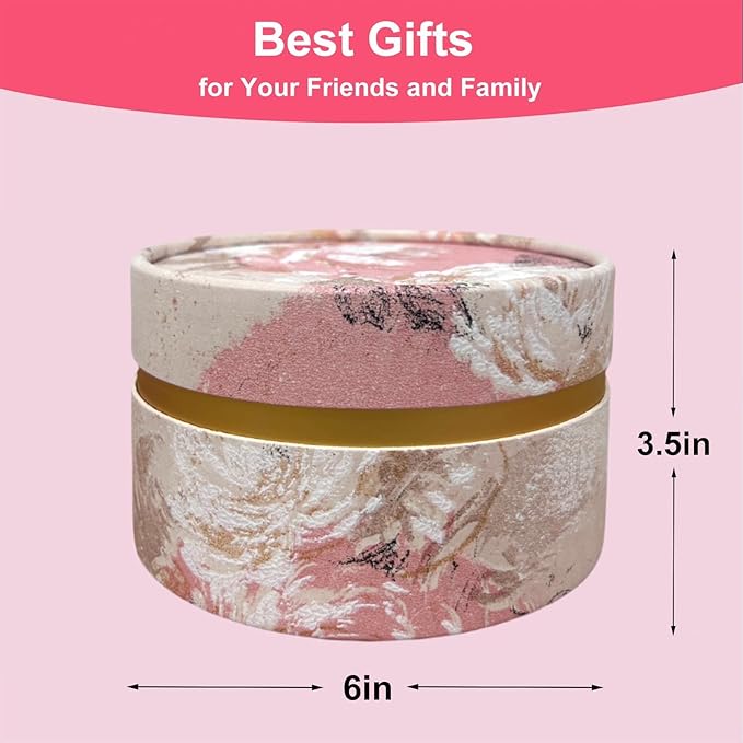 Qopoto Powder Puff and Container, Large 6'' Body Powder Puff for Dusting Powder, Women Powder Puff with Storage Jar for Bath, Body Powder Applicator and Oversize Powder Puffs (Charming Pink)