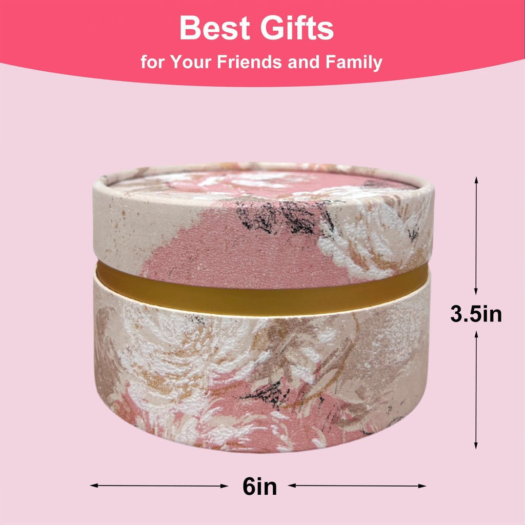 Qopoto Powder Puff and Container, Large 6'' Body Powder Puff for Dusting Powder, Women Powder Puff with Storage Jar for Bath, Body Powder Applicator and Oversize Powder Puffs (Charming Pink)