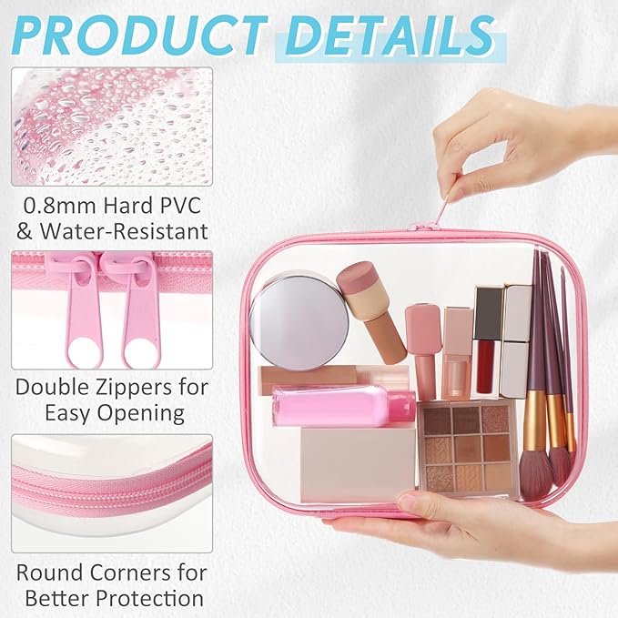 Sanwuta 10 Pcs Hard Zipper Case Clear Hard Pouches Plastic Zipper Pencil Portable Box Toy Storage Bins Plastic Container for Travel Toiletry Office Cosmetic Block Puzzle Organizer (M,Macaron Color)