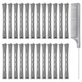 Coolrunner 60PCS Hair Perm Rods Set, Plastic Curler Perm Rods with Steel Pintail Comb, DIY Hair Curler Styling Tools for Hairdressing Hair (0.9cm, Blue, Gray)