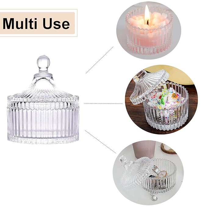 Qopoto Body Powder Puff and Container, Glass Box for Dust Puff, Powder applicator with Case for Dusting powder (white)