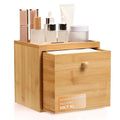Disposable Face Towel with Bamboo Drawer Storage Box - Face Towelettes Disposable XL, Facial Towels Disposable, Makeup Organizer for Clean Towels, Makeup Remover Dry Wipes Washcloths 50 Ct