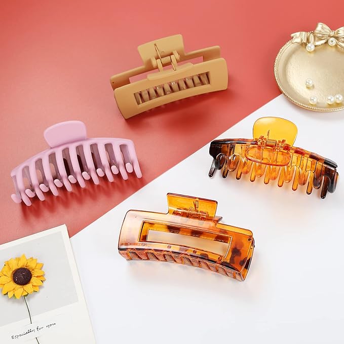 laxizar 8 Pack Claw Clips Rectangular Hair Clips for Women Girls Large Bandana Clips Strong Hold Hair Jaw Clips