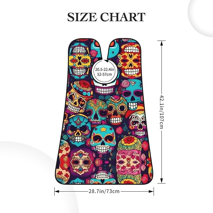 NOUZU Sugar Skulls Print Beard Bib Apron For Men, Beard Hair Catcher For Men Shaving Trimming,Beard Cape Cloth, Black