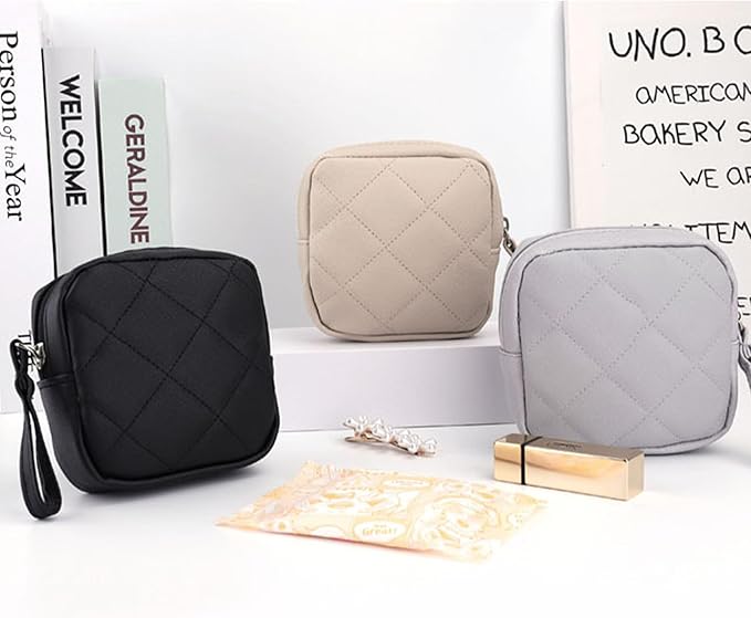 Sanitary Napkin Storage Bags, Portable Feminine Product Pouch, Reusable Menstrual Pads Storage Organizers Pouch (Grey)