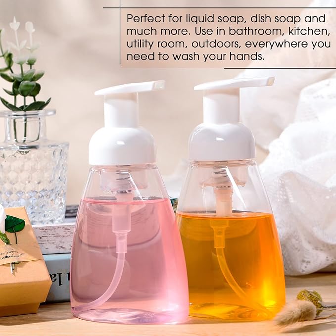 Eboot 24 Pcs 10 oz Foaming Soap Dispenser Foaming Pump Bottle Travel Hand Soap Pump Foam Dispenser Bottle Plastic Press Bottles Empty Refillable Plastic Container for Liquid Shampoo