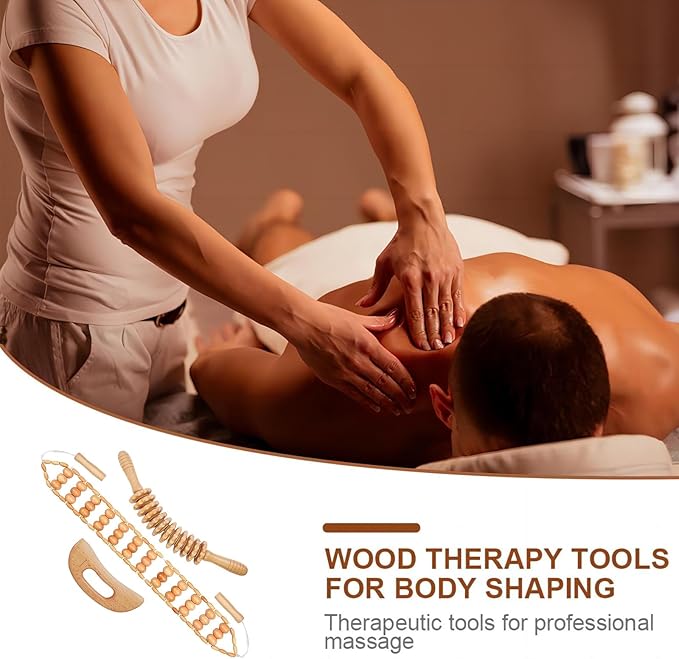 Toyven 3Pcs Wood Therapy Massage Tools Set for Body Sculpting