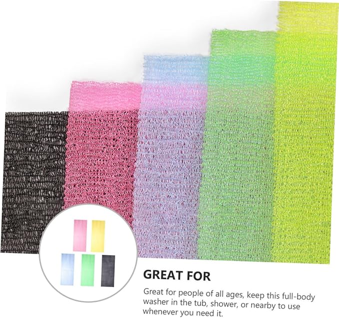 FOMIYES 5Pcs Long Strap Back Washer Exfoliating Scrubber for Bathing Skin Massage and Cleaning for Hard to Reach Areas Random Colors Random Color