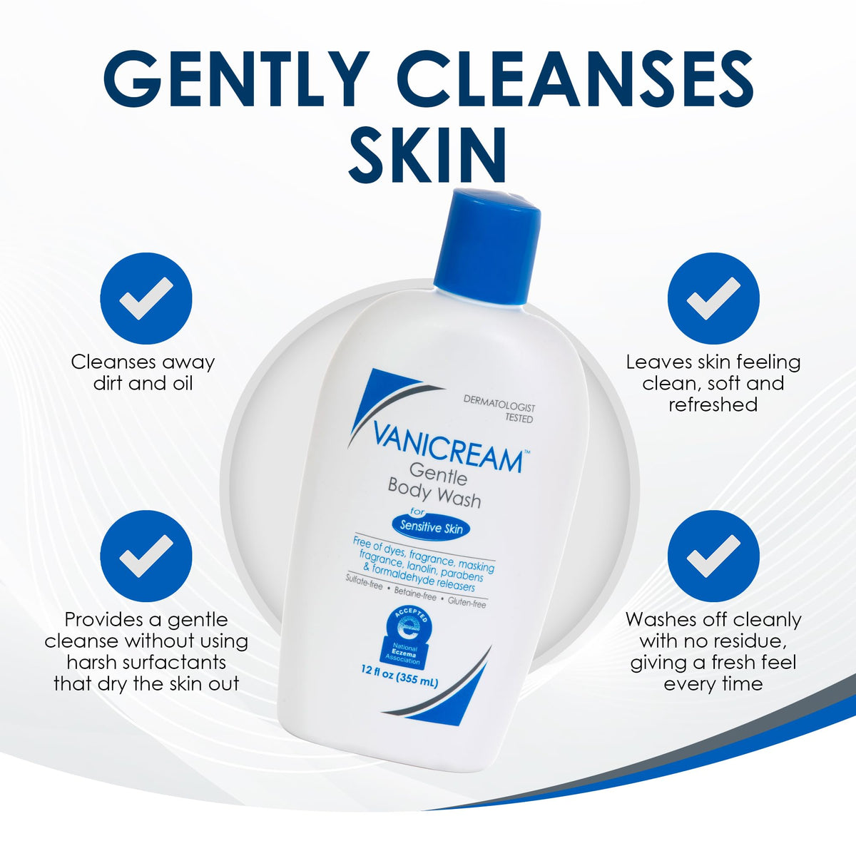Vanicream Gentle Body Wash, Non-Drying, pH-Balanced Shower Gel, 12 Fl Oz