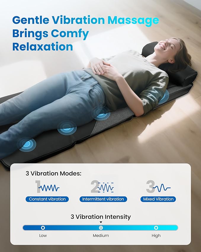 COMFIER FSA Full Body Massage Mat with Heat, HSA Eligible Shiatsu Back Massager for Pain Relief Kneading & Vibration, Graphene Heating Chair Massage Pad for Recliner Sofa Bed, Gifts for Mom Dad