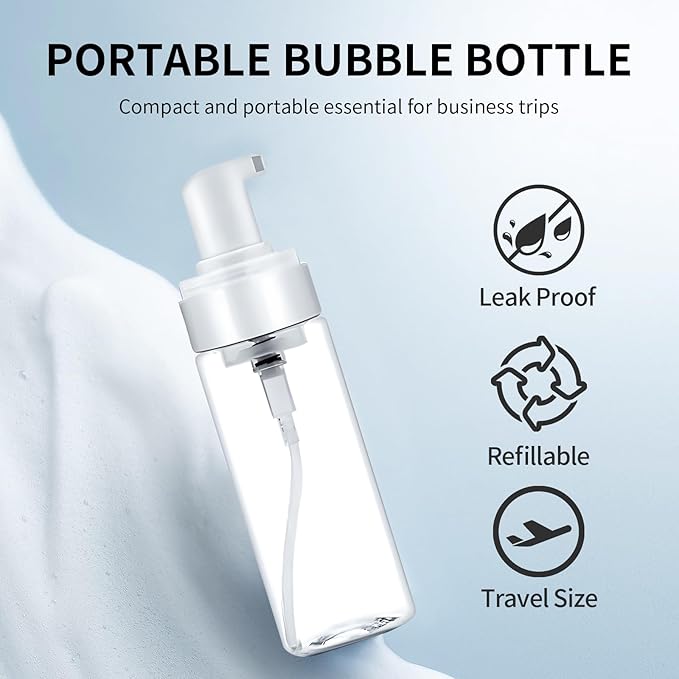 Foam Pump Bottle 1.7oz 2pcs Foaming Soap Dispenser 60ml Foaming Spray Bottle Travel Foam Pump Bottle Empty Travel Foam Bottle Clear Foam Dispenser for Hand Soap Toiletries Shampoo Lotion