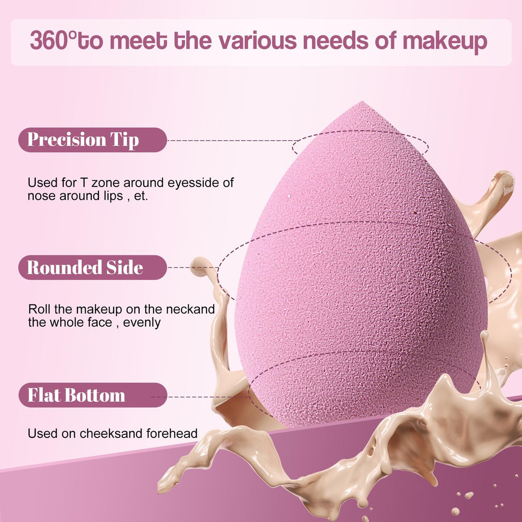 Makeup Sponge Set BS-MALL Triangle Puff 14PCS Non-Latex Beauty Blender Sponges with Travel Case, Soft Makeup Puff for Foundation, Concealer, Cream & Powder, Face & Eye Blending for Sensitive Skin