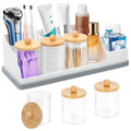 Bathroom Counter Organizer, Large White Silicone Toothbrush Holders for Bathrooms with 3PCS Qtip Holder, Bathroom Organizer Countertop Toothbrush and Toothpaste Holder for Makeup Organizer for Vanity