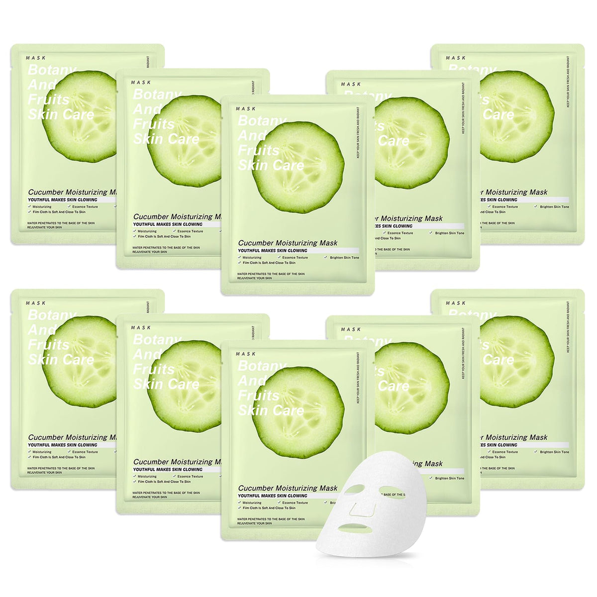 10 Pack Variety Facial Sheet Masks Skin Care Set, Hydrating Bulk Sheet Face Masks Skincare Gifts Set for Women Men, Long Lasting Moisturizing Face Mask Skincare for All Skin Type（D07)
