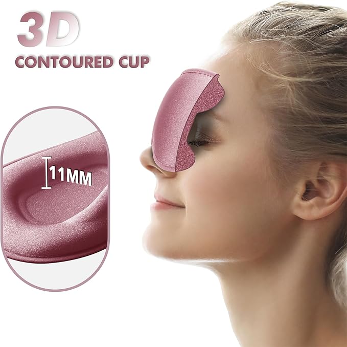 Sleep Eye Mask for Men Women, Lash Extensions 3D Sleeping Mask, Travel Blackout Night Blindfold Eye Shade Cover with Adjustable Strap (Rose)