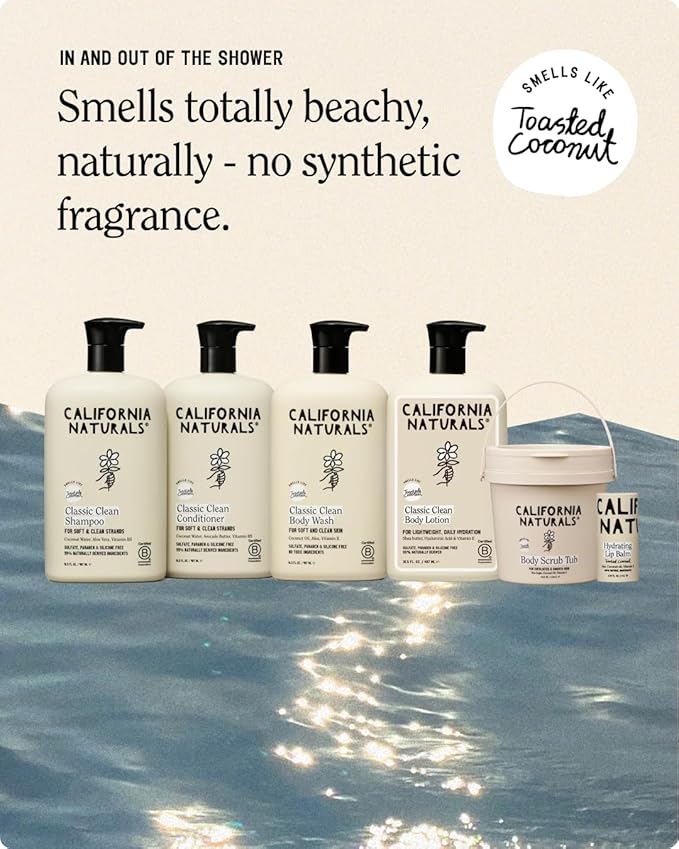 California Naturals Classic Clean Body Lotion for Dry Skin, Moisturizing, Lightweight with Shea Butter, Naturally Scented, Vegan, Sulfate, Paraben & Phthalate Free, Toasted Coconut, 16.5 oz