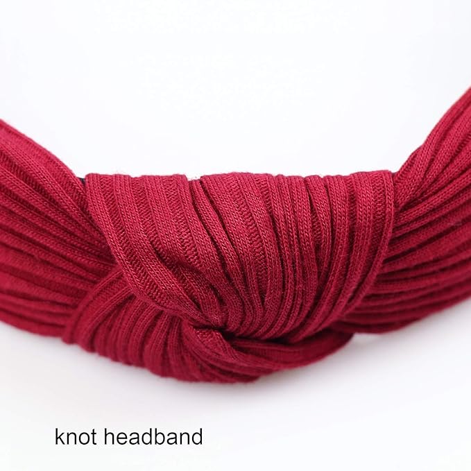 DRESHOW 8 Pack Knotted Headbands for Women Wide Turban Headband Yoga Exercise Ribbing Head Wraps Hair Bands Accessories