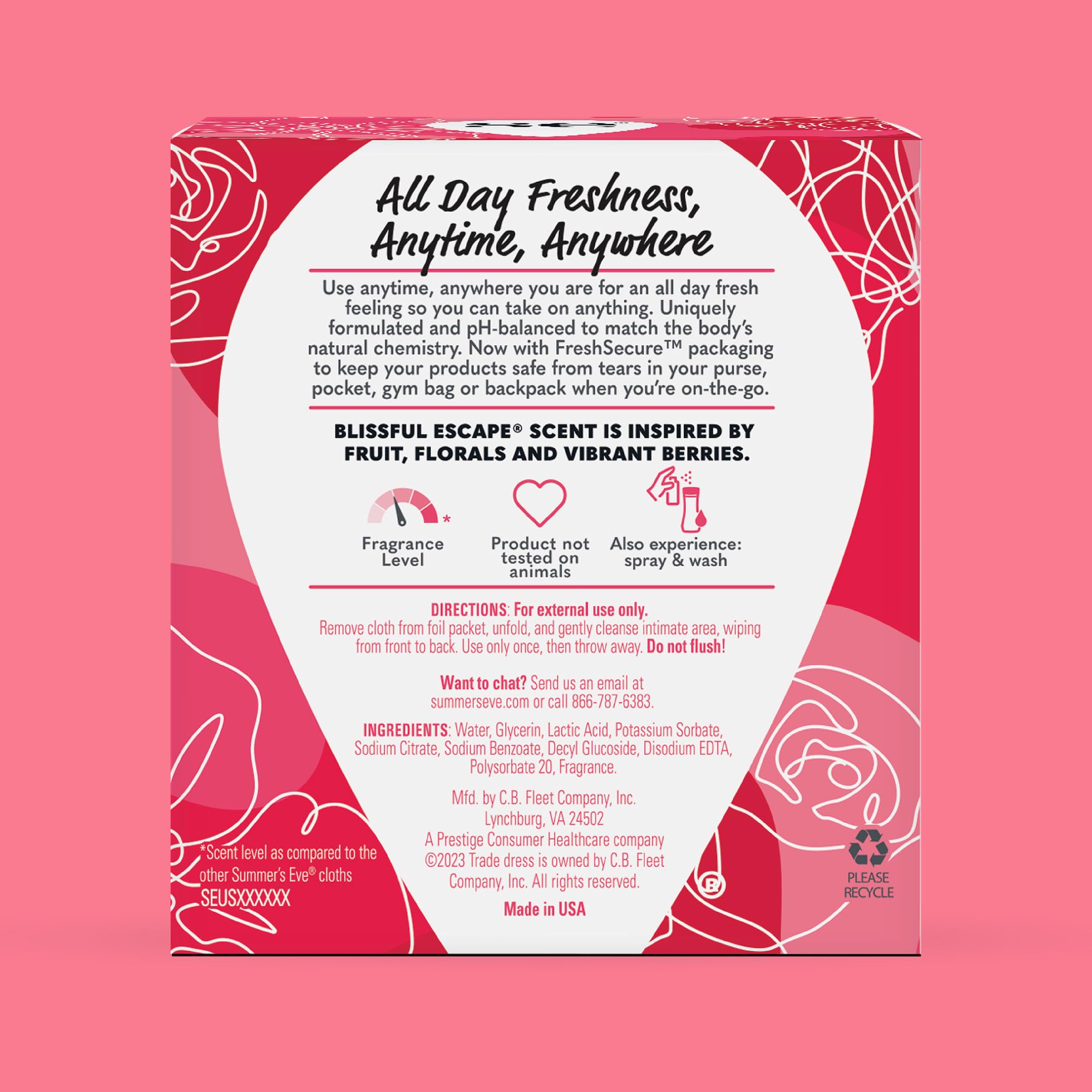 Summer's Eve Blissful Escape Feminine Wipes, Gentle pH-Balanced Formula Helps Control Vaginal Odor, Individually Wrapped Wipes, 12 Count