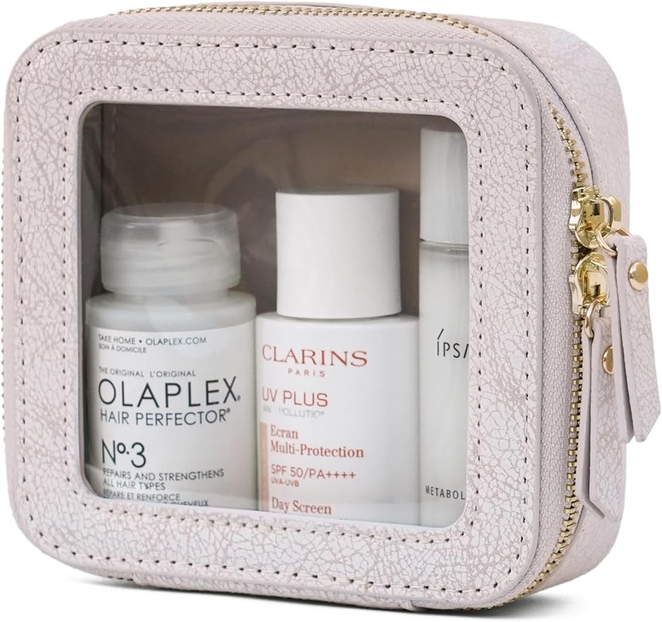 Popvibe Clear Makeup Bag Travel Cosmetic Case Transparent Toiletry Bag with Zipper, Portable Make Up Organizer Traveling Compact Car Bag for Essentials, Light Pink, Mini