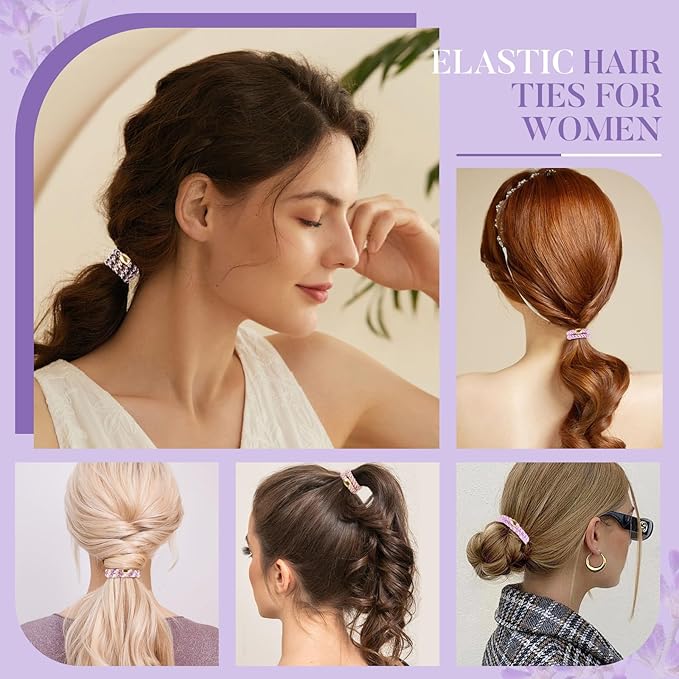 FORENEE Hair Ties No Damage - 20PCS Ponytail Holders - Elastic Hair Ties for Thick Hair - Braided Hair Bands for Women Girls's Hair - Violet