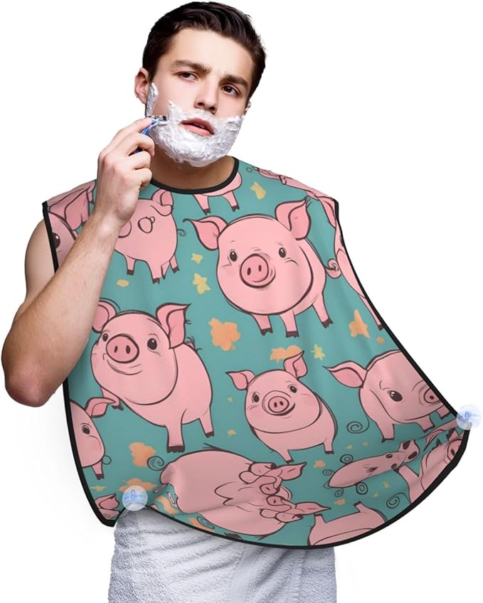 Pinks Cherry Blossoms Print Beard Bib Shaving Apron, Beard Hair Trimming Cape Gift For Dad