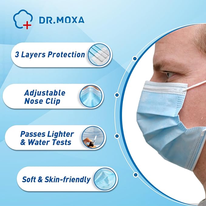 100 Pack Disposable Face Masks ASTM Level 2, Medical Grade 3 Ply Protection Face Mask for Adults - Comfortable,Soft, Breathable