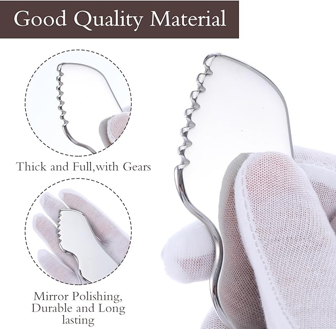 TANGZHIFEIYUE Guasha Tool for Face, Stainless Steel Metal Gua Sha Facial Tools for Body Lymphatic Drainage Massager Sculpting Skin Care (Bag 1, Count, 1)