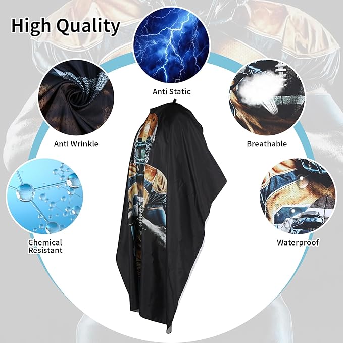 YELEGI Professional Hair Cutting Cape(2Pcs), Salon Barber Cape with Adjustable Snap Closure, Waterproof Hair Dye Color Cape Hair dressing stylist apron (Football Player)