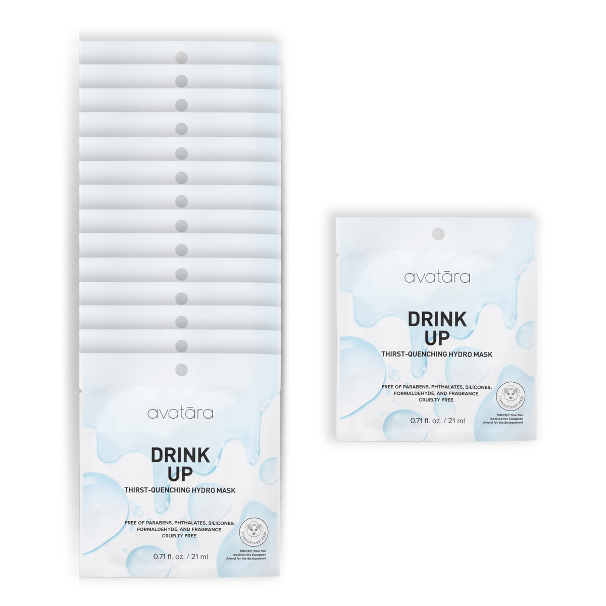 Avatara Drink Up Hydrating Face Masks 5-Pack | Clean K-Beauty Sheet Masks with Hyaluronic Acid & Aloe Vera | Gentle Moisture for Sensitive Skin | Vegan, Fragrance-Free, & Cruelty-Free Korean Masks