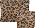Ksriylm 2 Leopard Leather Small Makeup Pouches Set for Women,Cosmetic Accessories,Waterproof and Portable Cosmetic Bags,Self-closing,No Zipper, Aesthetic Storage Pouch,Lipstick for Purse, Brown