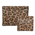 Ksriylm 2 Leopard Leather Small Makeup Pouches Set for Women,Cosmetic Accessories,Waterproof and Portable Cosmetic Bags,Self-closing,No Zipper, Aesthetic Storage Pouch,Lipstick for Purse, Brown
