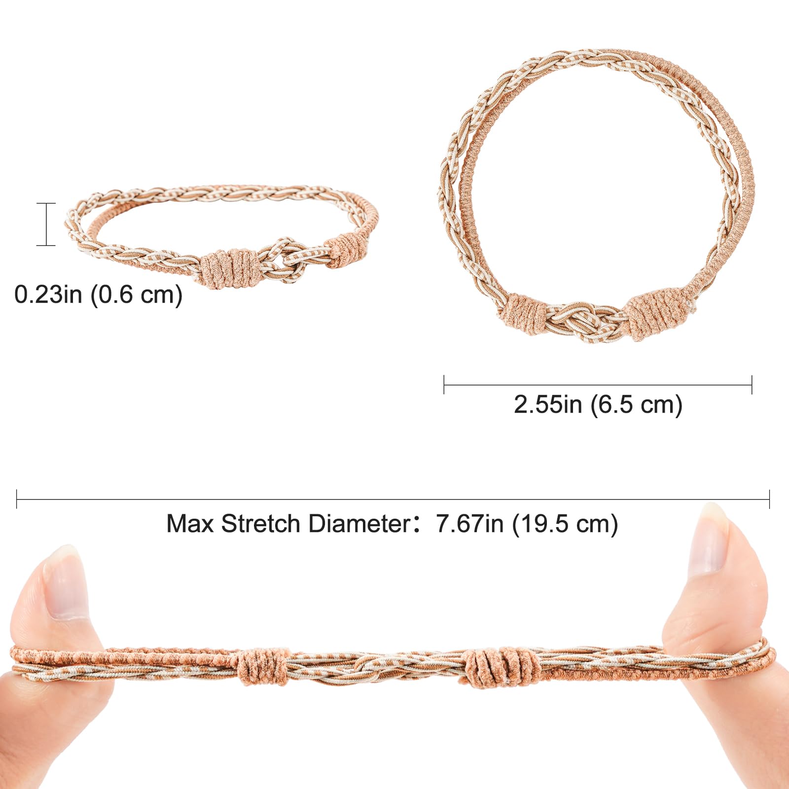 Hair Ties Bracelet Boho Hair Tie for Women, Lolalet Super Cute Soft Braided Elastics, Strong No Pull Nylon Ponytail Holder for Thin Long Curly Hair - 12 Pcs, Style E