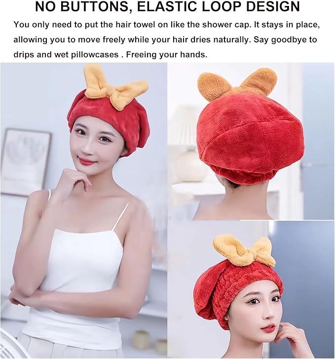 YUMINGUHC Microfiber Hair Drying Caps for Women