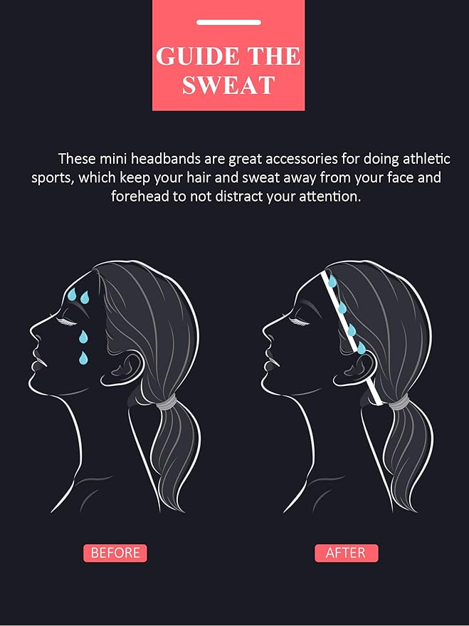 Bememo 4 Pieces Thick Non-Slip Elastic Sport Headbands Hair Headbands for Women and Men (Black, White)