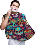 NOUZU Sugar Skulls Print Beard Bib Apron For Men, Beard Hair Catcher For Men Shaving Trimming,Beard Cape Cloth, Black