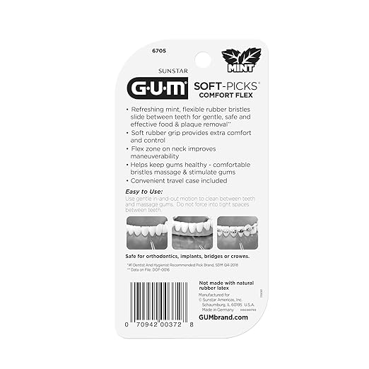 GUM Soft-Picks Comfort Flex Mint – Easy-to-Use Interdental Picks for Plaque Removal & Gum Health with Convenient Carry Case, Dentist Recommended, 80 Count