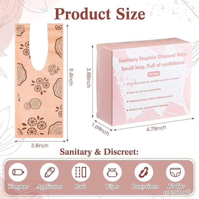 Maitys 300 Pcs Disposable Bags for Sanitary Pads Personal Care Disposal Bags Fragrance Small Discreet Diaper Sacks for Tampons, Pads, Liners, Condoms & More