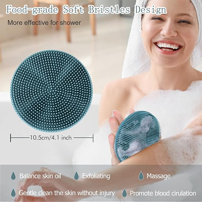 INNERNEED Food-Grade Soft Silicone Body Scrubber Shower Brush, Pack of 4