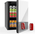 Erivess 24 Cans/0.95 Cubic Feet Beverage Refrigerator Cooler and Skincare Mini Fridge with Mirrored Front Door & Temperature Control, Countertop Small Fridge for Soda, Beer and Cosmetics, Skincare