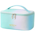 Gradient Travel Makeup Bag, PU Leather Women Cosmetic Bag, Rainbow Green