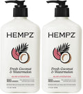 Hempz Body Lotion - Fresh Coconut & Watermelon Daily Moisturizing Cream,Shea Butter Body Moisturizer - Skin Care Products,Hemp Seed Oil - Large,(Pack of 2)