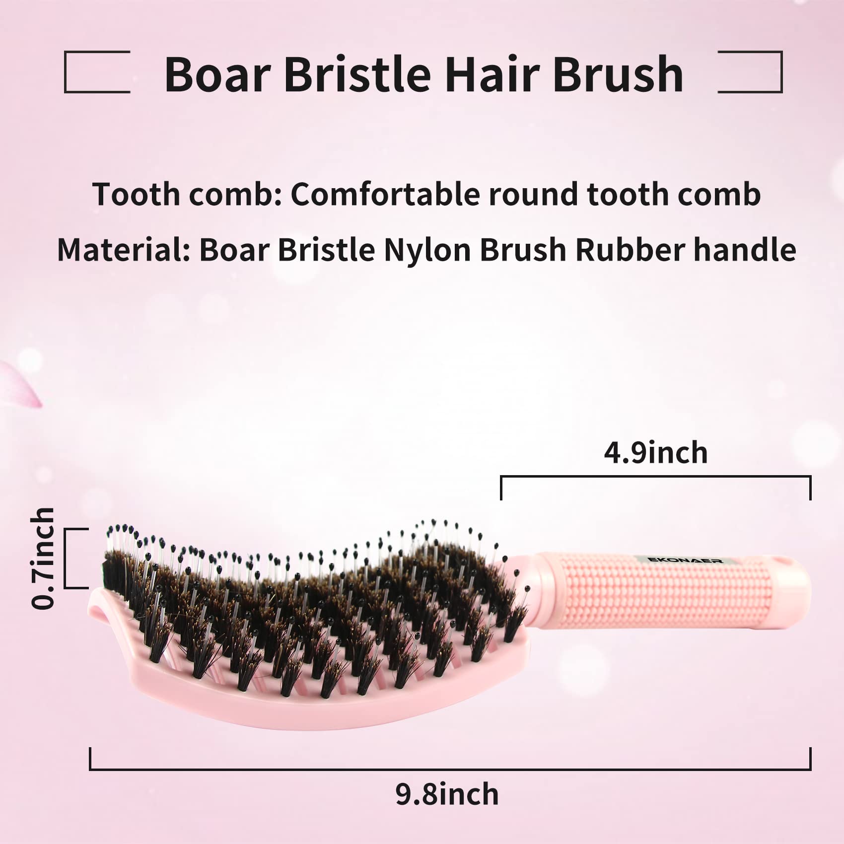 EKONAER 3 Pack Vented Quick Drying Massage Blow Detangler Brush,Boar Bristle Hair Brush Set-Curved,Detangling Hair Brush for Women Long,Thick, Thin, Curly(Green)