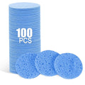 100-Count Facial Sponges Compressed Natural Cellulose Sponge Round Shape Face Sponge for Face Cleansing Exfoliating and Makeup Removal, Blue