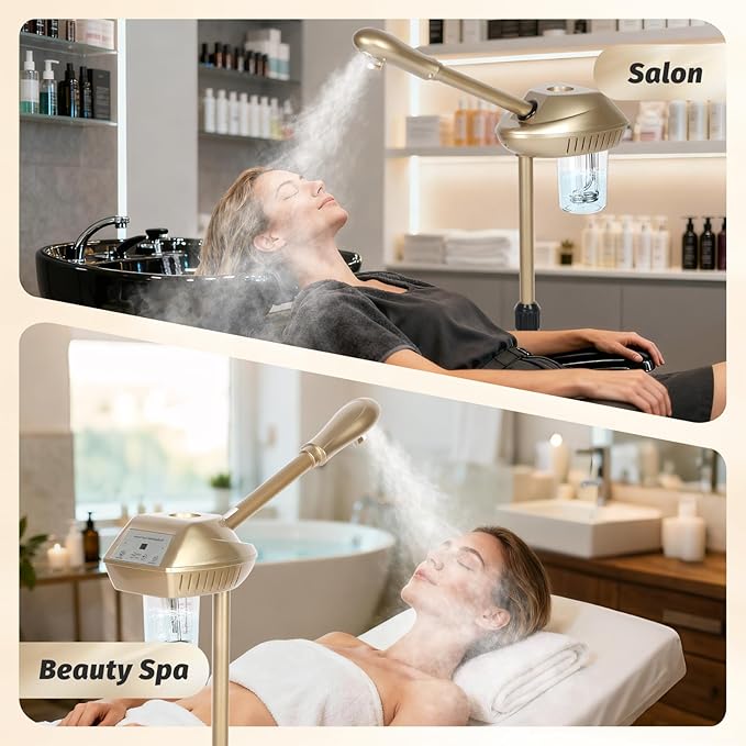 Facial Steamer, Face Steamer with More Steam for Deep Cleansing and Hydration, Adjustable Height and Angle, Estheticians Steamer with Time Setting, Facial Humidifier for Spa, Salon and Home Use