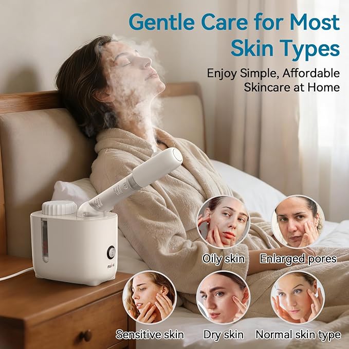 Fulog Facial Steamer Nano Ionic Face Steamer with 360° Rotating Arm, Esthetician Facial Steamer for Deep Cleaning, Portable Spa Facial Machine for Home Salon