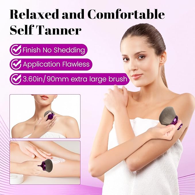 Extra Large Body Makeup Self Tanner Brush 3.6in Round Vegan Kabuki Brush
